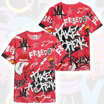 Take Break Freedom Graffiti Streetwear KD 18 Air Bakin T-Shirt