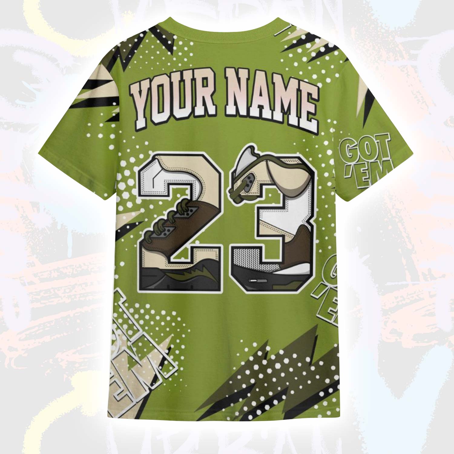 Custom Name Number 23 SB Dunk Low Asparagus T-Shirt