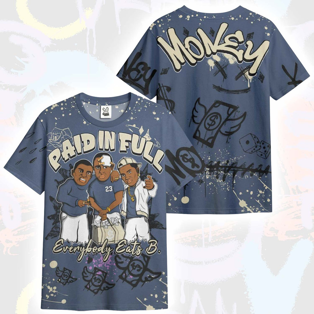 Everybody Paid In Full Crayon Diffused Blue 3s T-Shirt