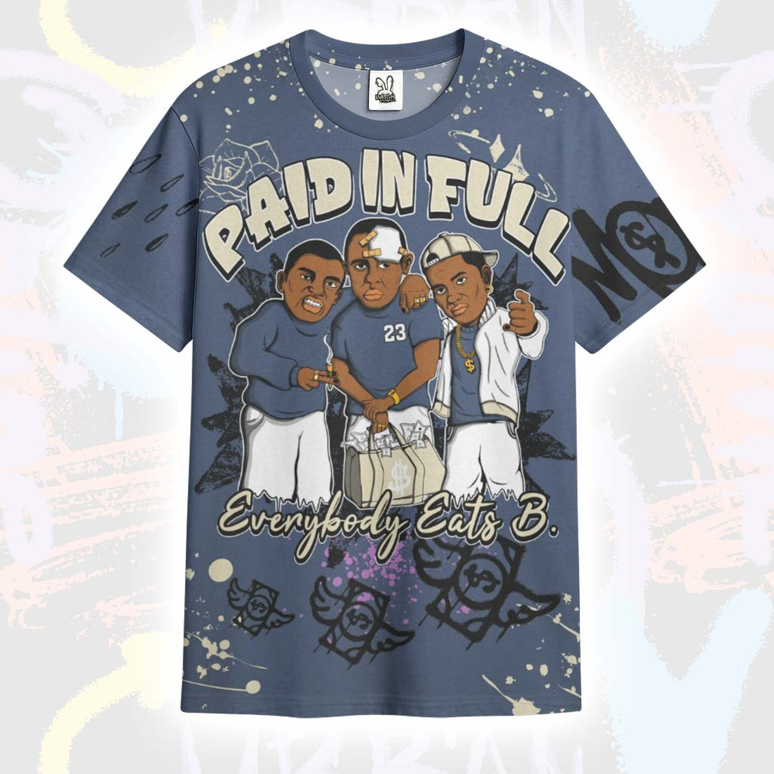 Everybody Paid In Full Crayon Diffused Blue 3s T-Shirt