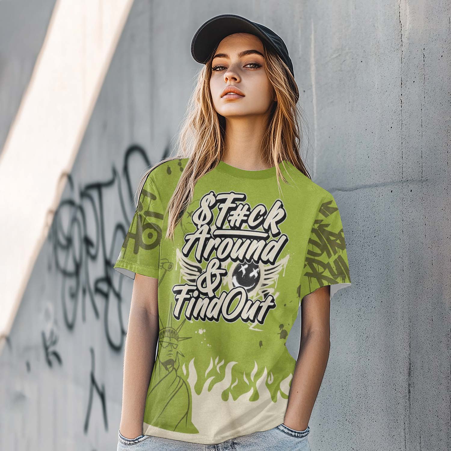 Graphic Fck Around Find Out SB Dunk Low Asparagus T-Shirt