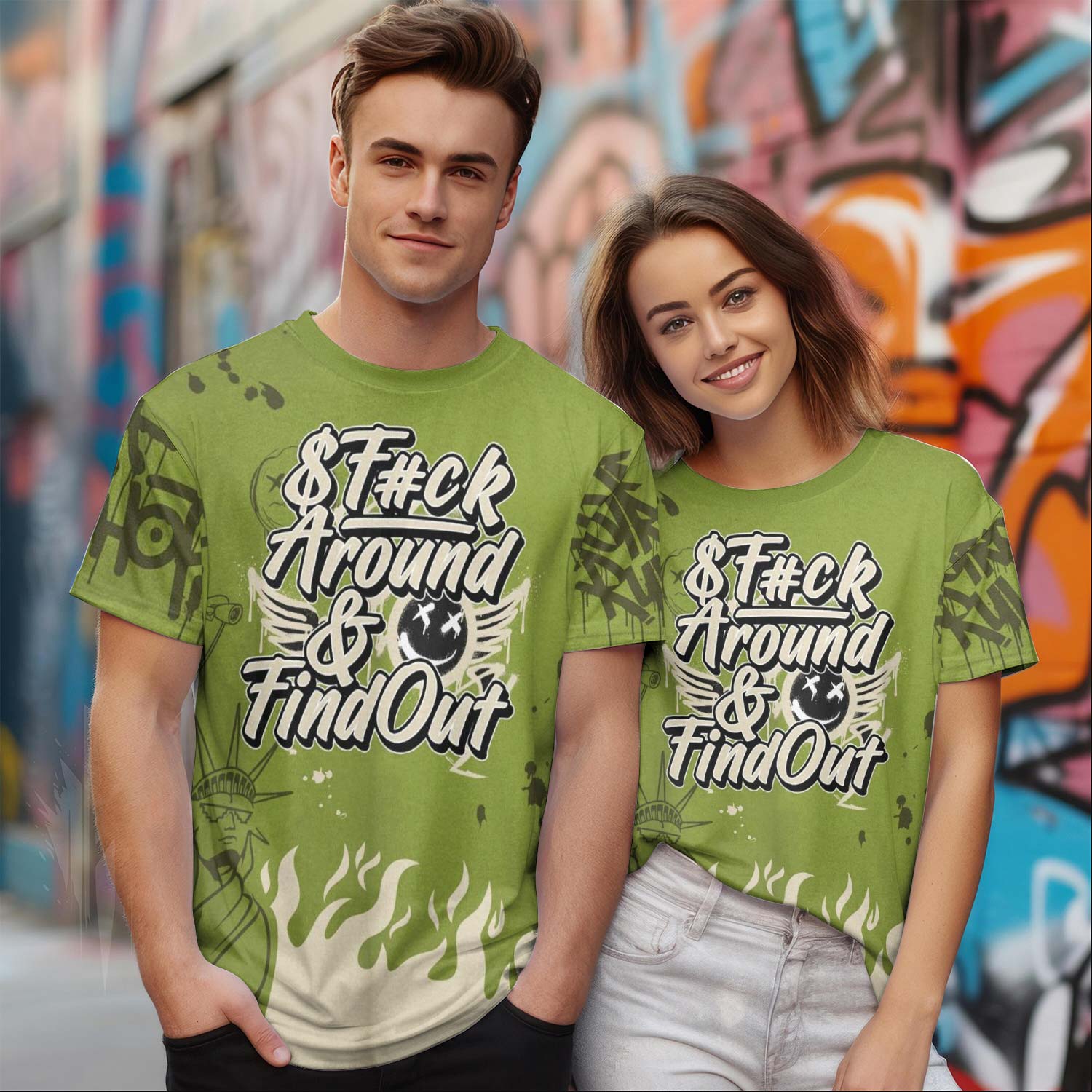 Graphic Fck Around Find Out SB Dunk Low Asparagus T-Shirt