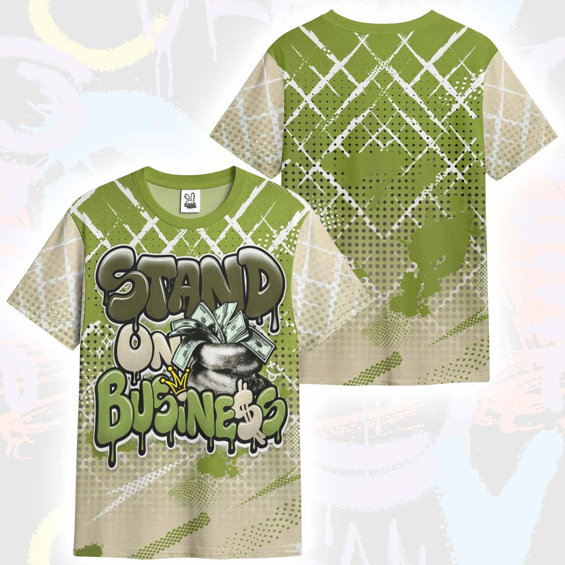 Halftone Stand Business Dripping SB Dunk Low Asparagus T-Shirt