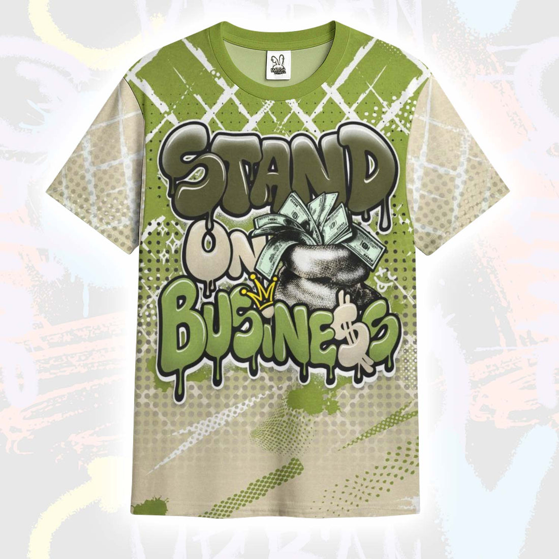 Halftone Stand Business Dripping SB Dunk Low Asparagus T-Shirt