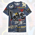 Happy Love Beats Graffiti Streetwear Diffused Blue 3s T-Shirt