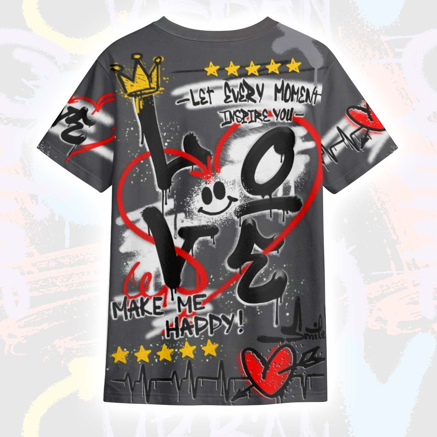 Happy Love Beats Graffiti Streetwear Fear 4s T-Shirt