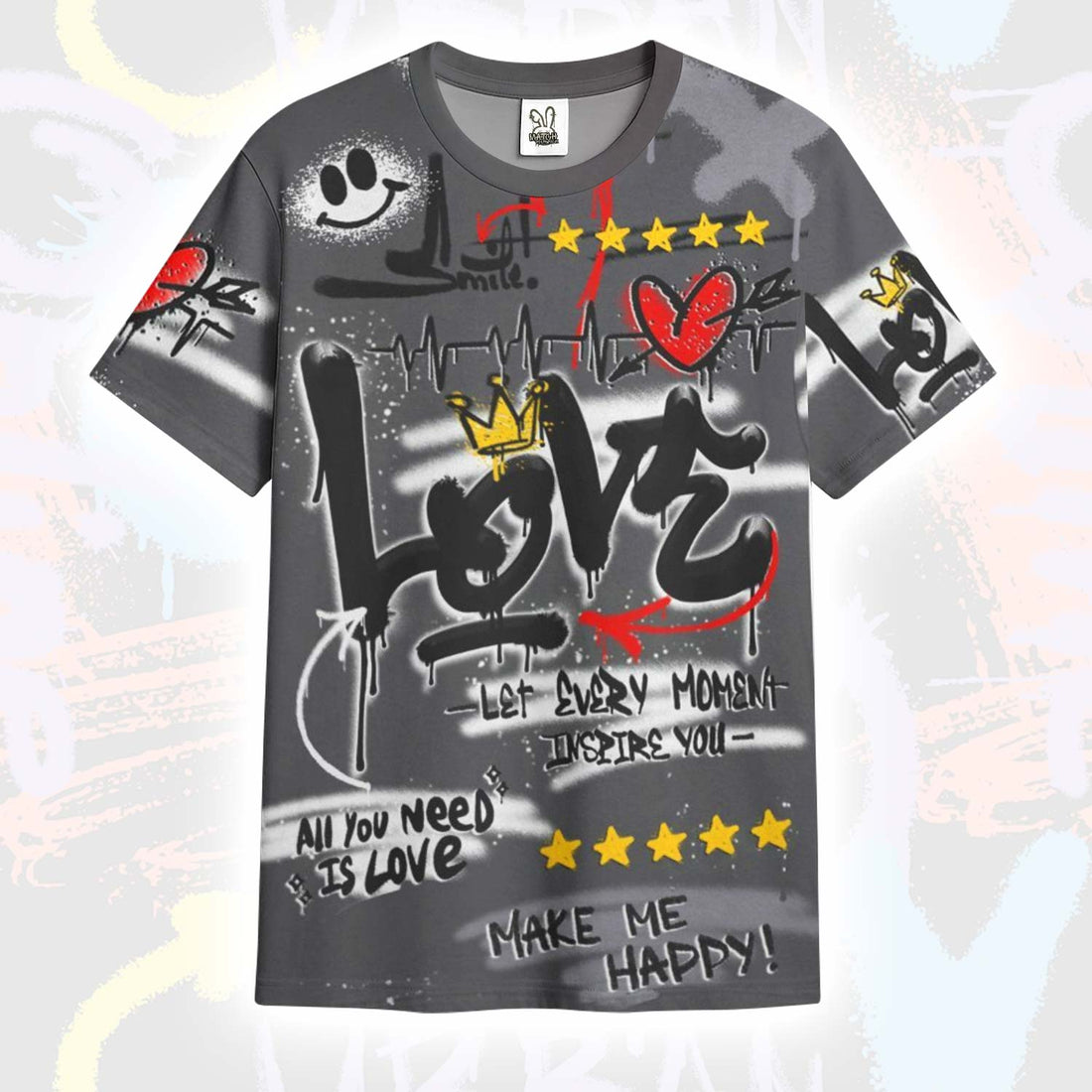 Happy Love Beats Graffiti Streetwear Fear 4s T-Shirt