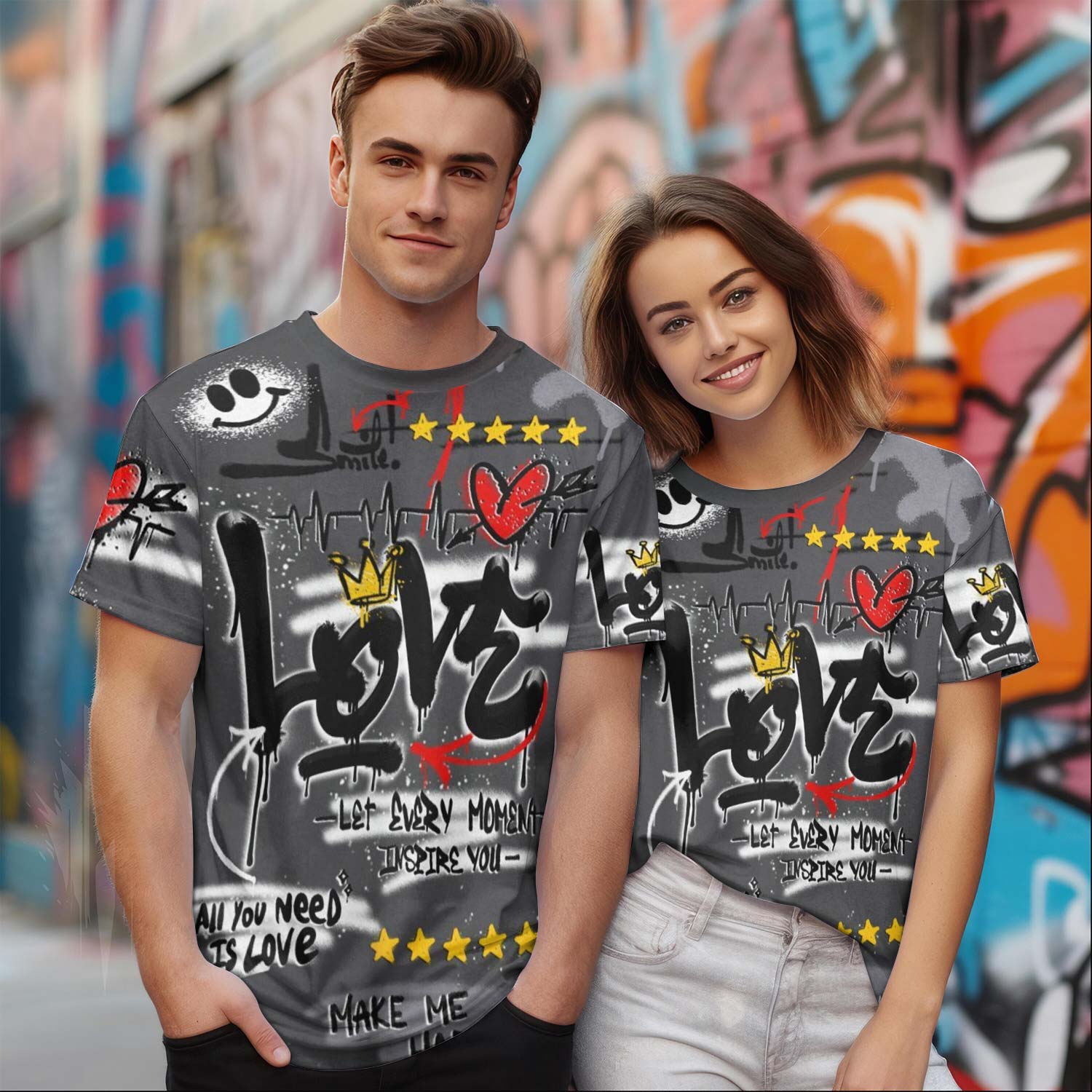 Happy Love Beats Graffiti Streetwear Fear 4s T-Shirt