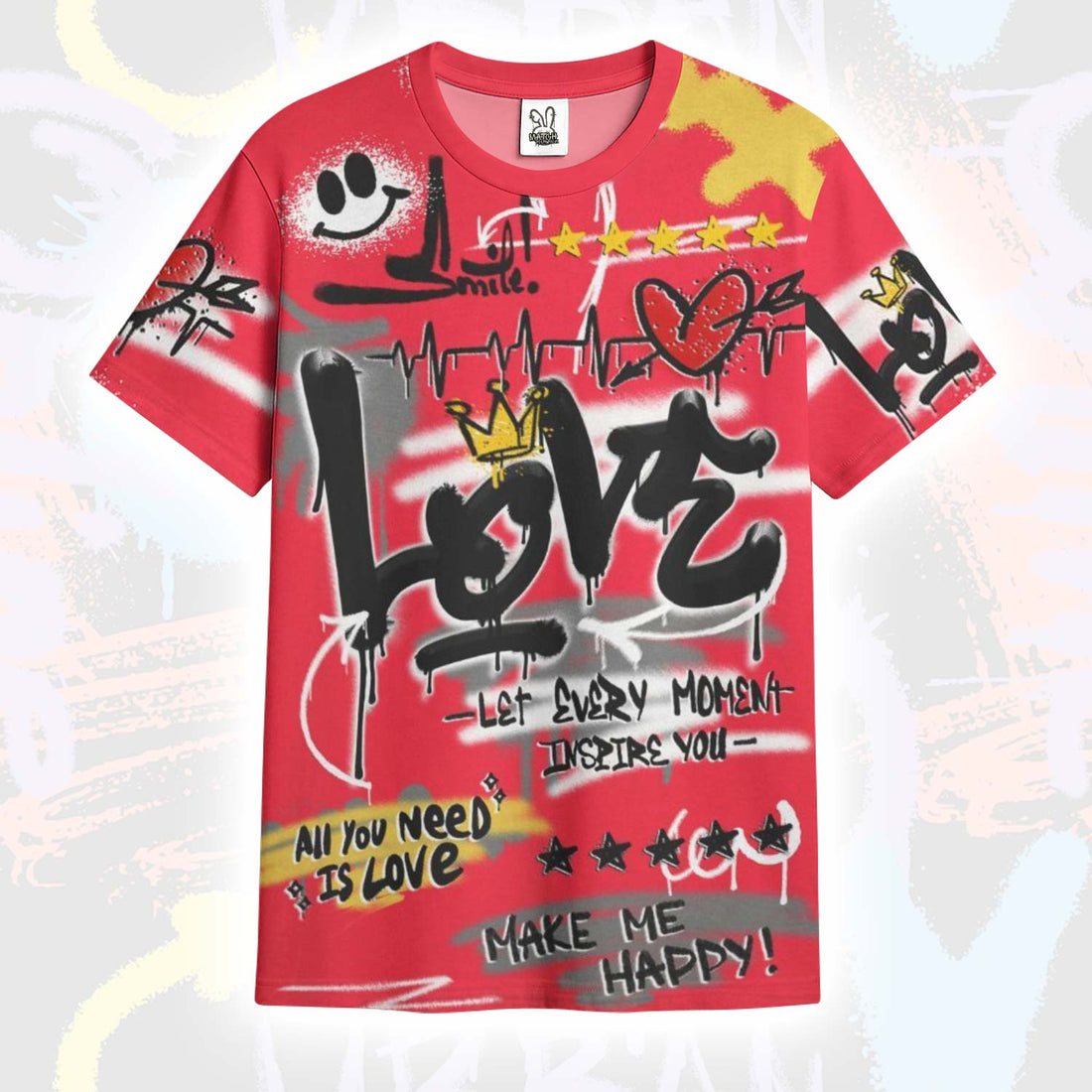 Happy Love Beats Graffiti Streetwear KD 18 Air Bakin T-Shirt
