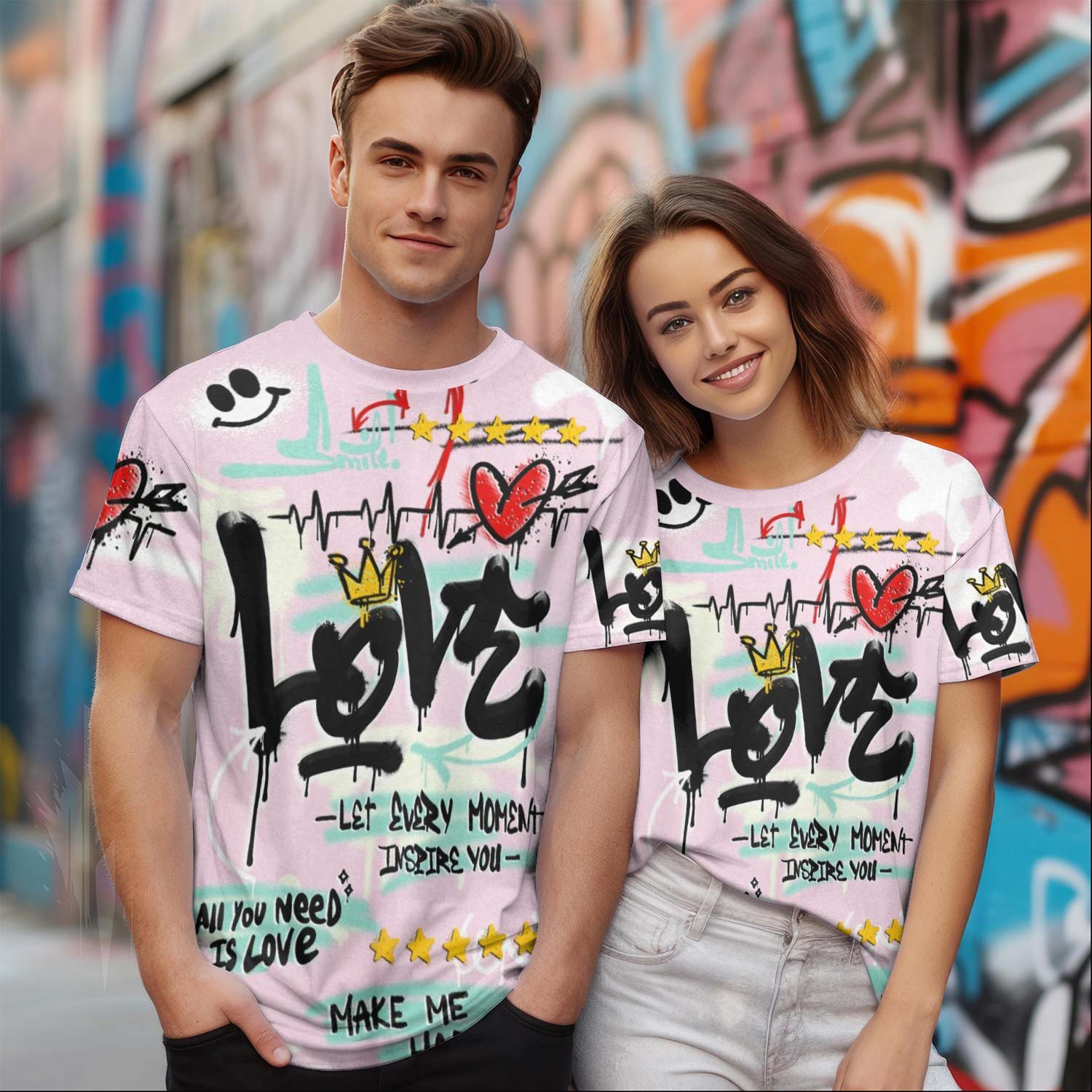 Happy Love Beats Graffiti Streetwear Retro Easter 5s T-Shirt
