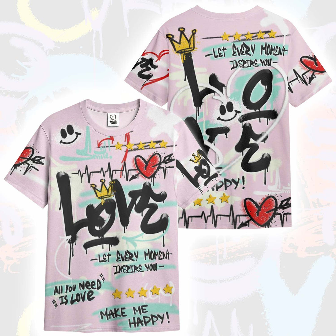 Happy Love Beats Graffiti Streetwear Retro Easter 5s T-Shirt