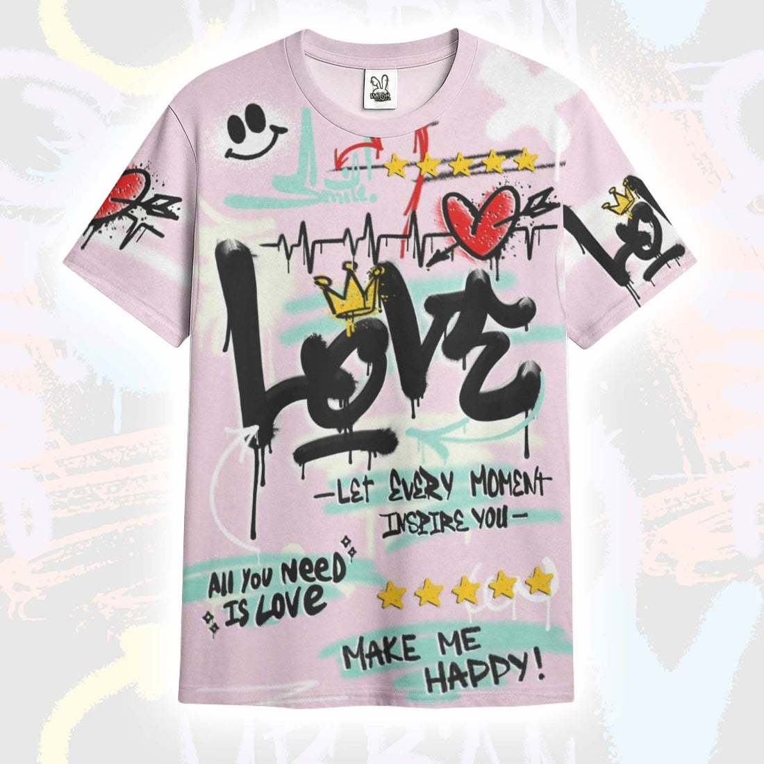 Happy Love Beats Graffiti Streetwear Retro Easter 5s T-Shirt