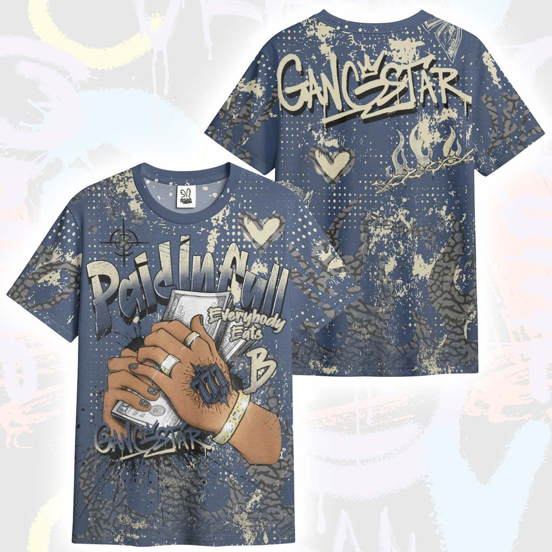 Lucky Money Paid In Full Graffiti Diffused Blue 3s T-Shirt