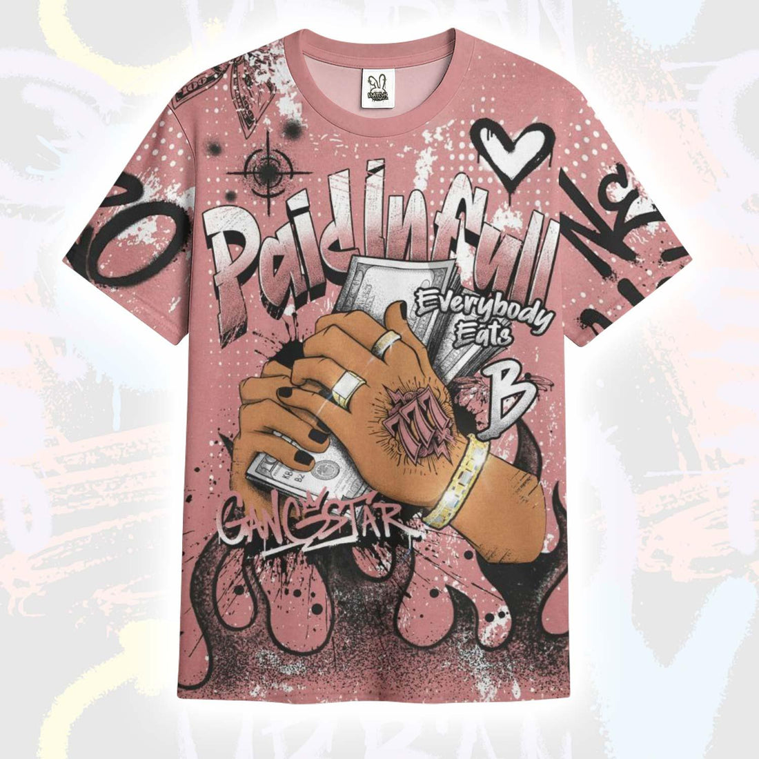 Lucky Money Paid In Full Graffiti Low OG Rust Pink 1s T-Shirt