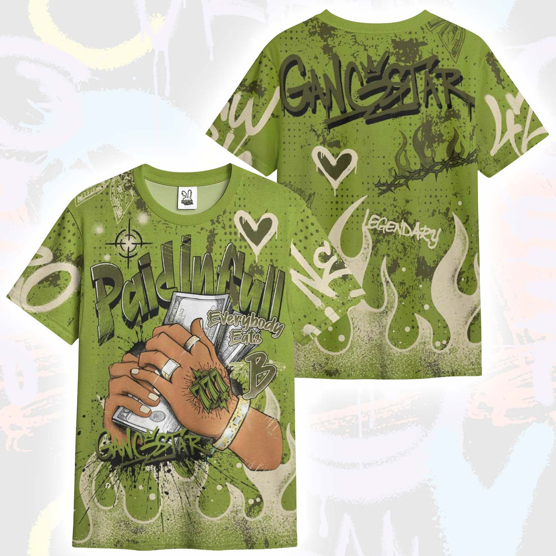 Lucky Money Paid In Full Graffiti SB Dunk Low Asparagus T-Shirt