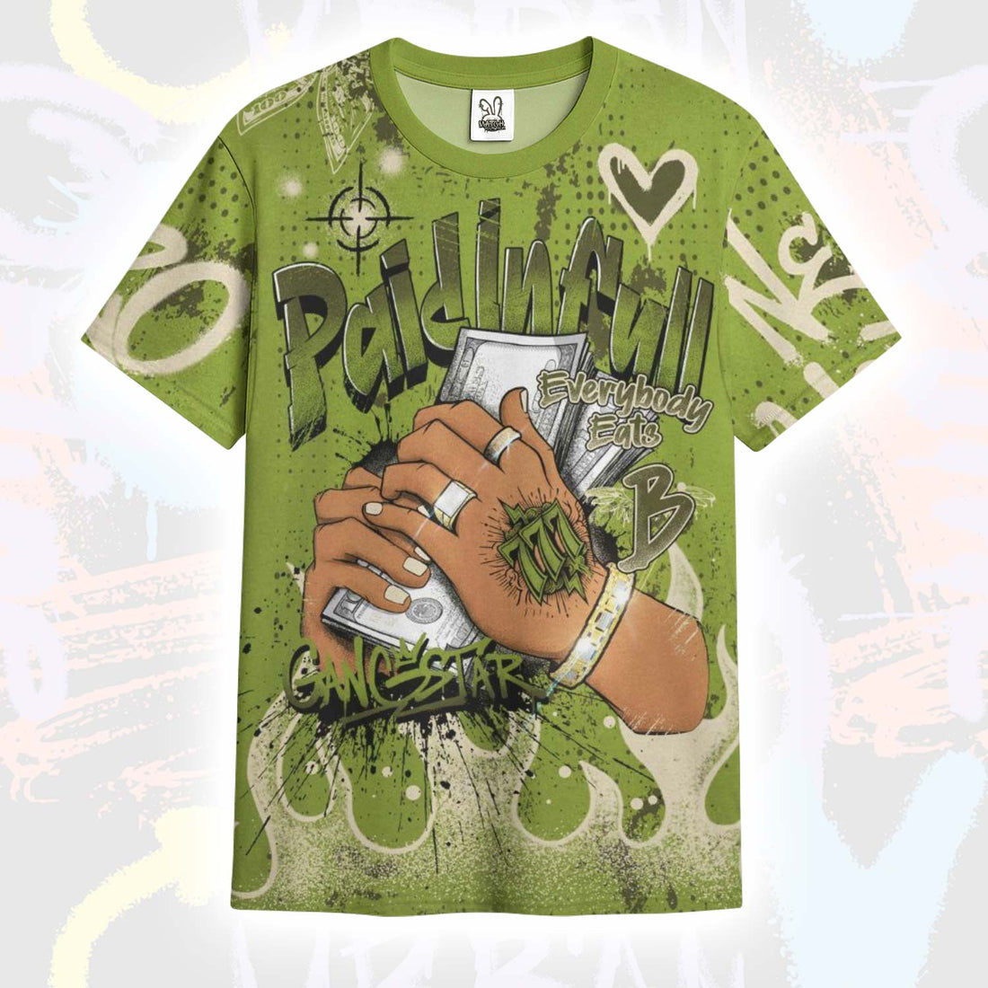 Lucky Money Paid In Full Graffiti SB Dunk Low Asparagus T-Shirt