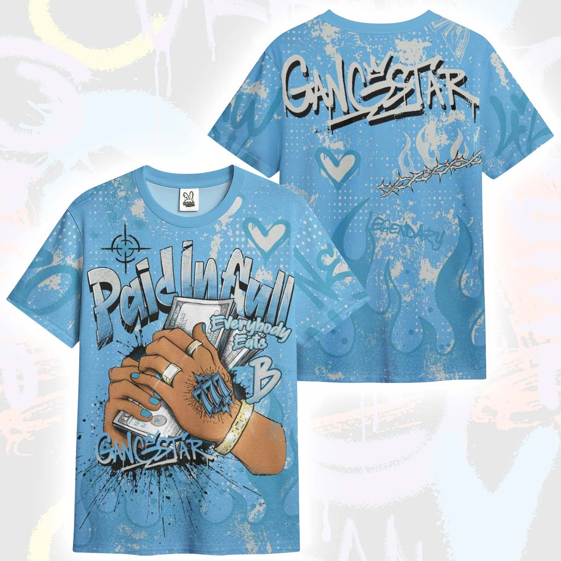 Lucky Money Paid In Full Graffiti SB Dunk Low University Blue T-Shirt