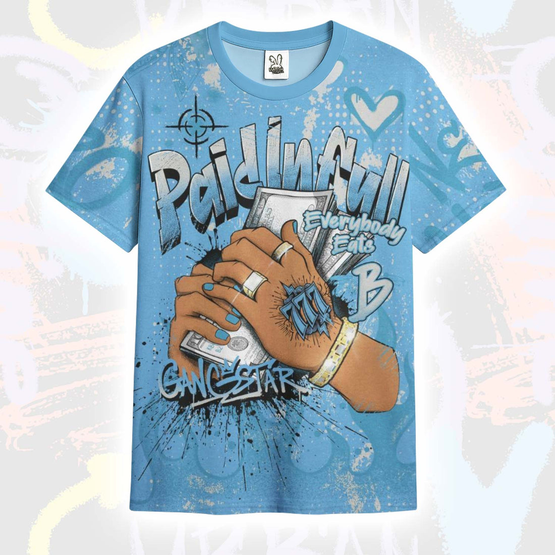 Lucky Money Paid In Full Graffiti SB Dunk Low University Blue T-Shirt