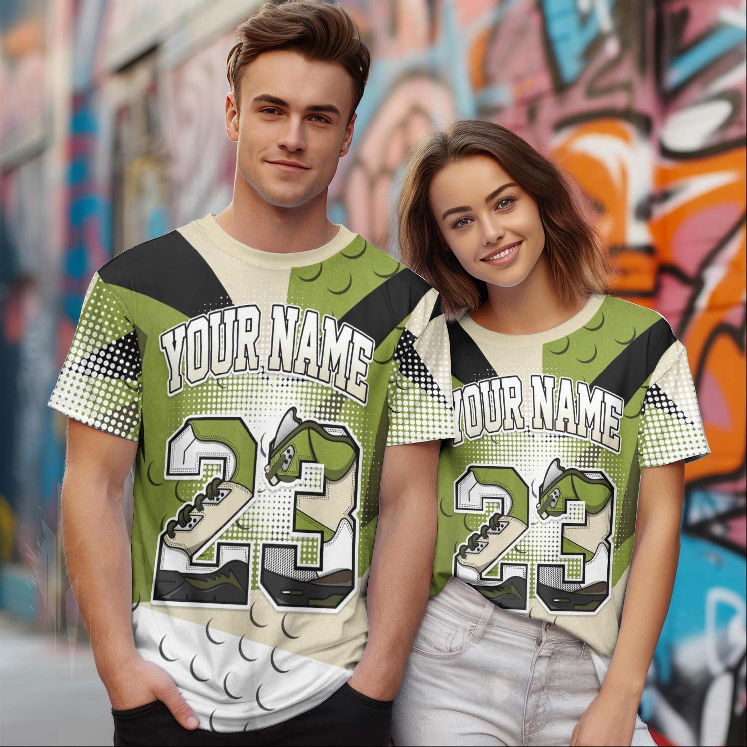 Poly Custom Name Number 23 SB Dunk Low Asparagus T-Shirt