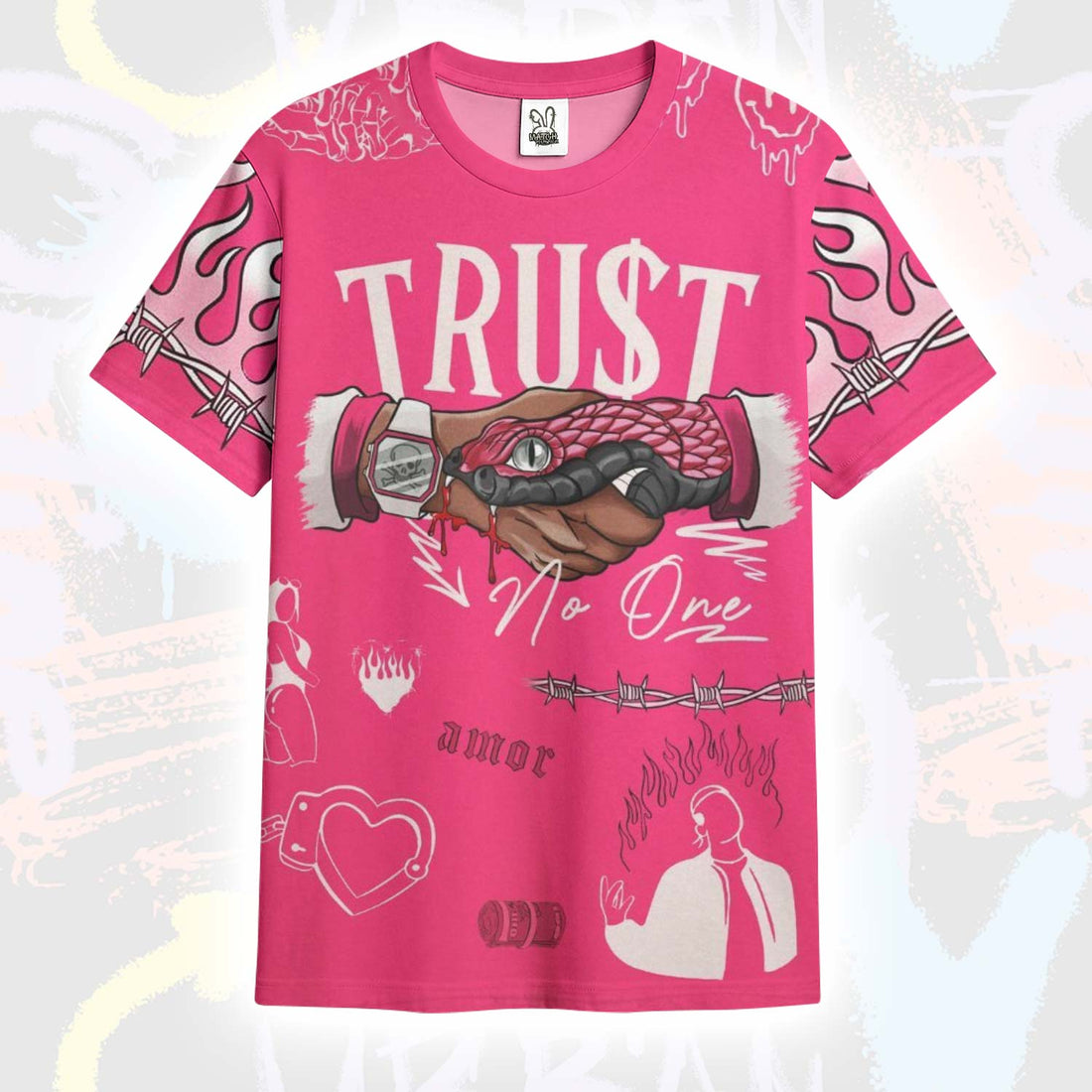 Snake Trust No One A'One Pink Aura T-Shirt