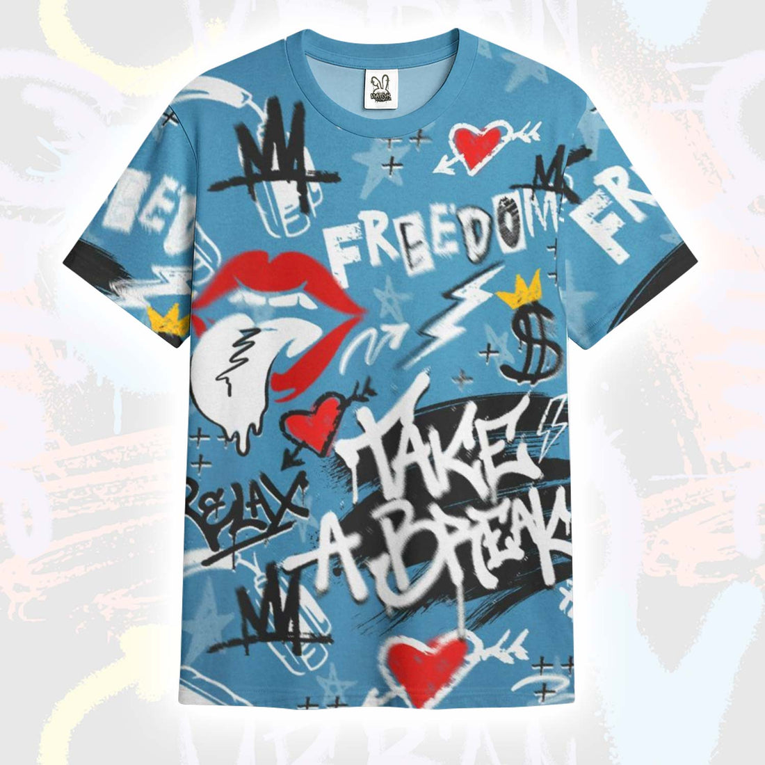 Take Break Freedom Graffiti Streetwear High OG UNC Reimagined 1s T-Shirt