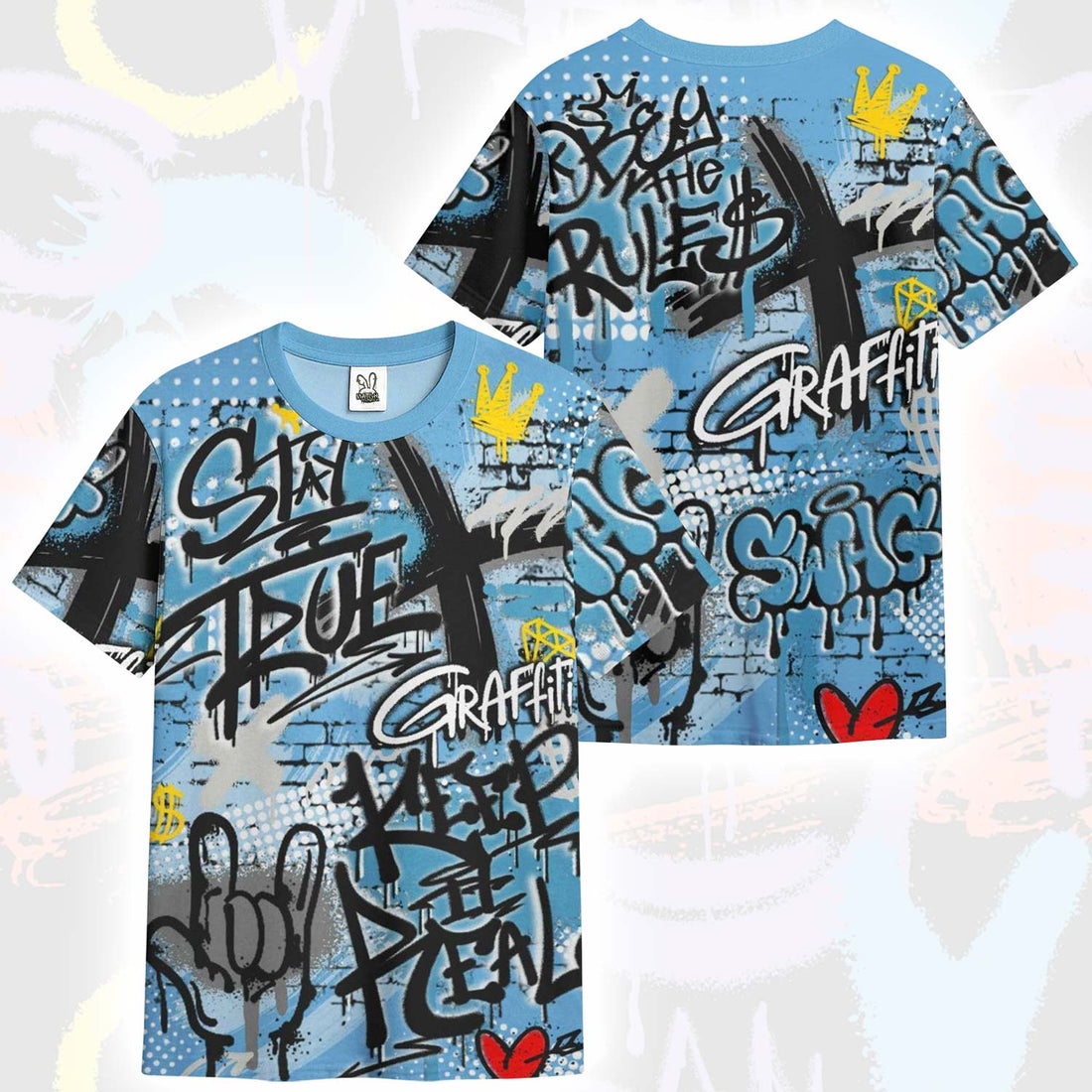 True It Real Graffiti Streetwear SB Dunk Low University Blue T-Shirt